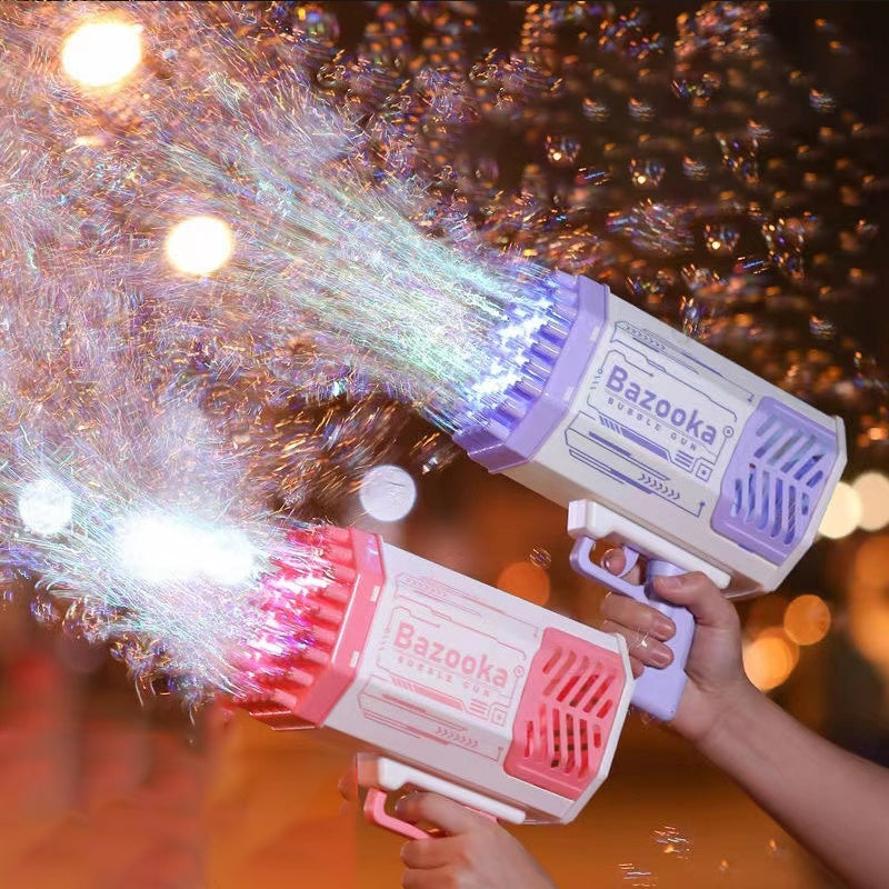 69-Hole Bubble Gun Rocket – Light-Up Automatic Bubble Blower Toy