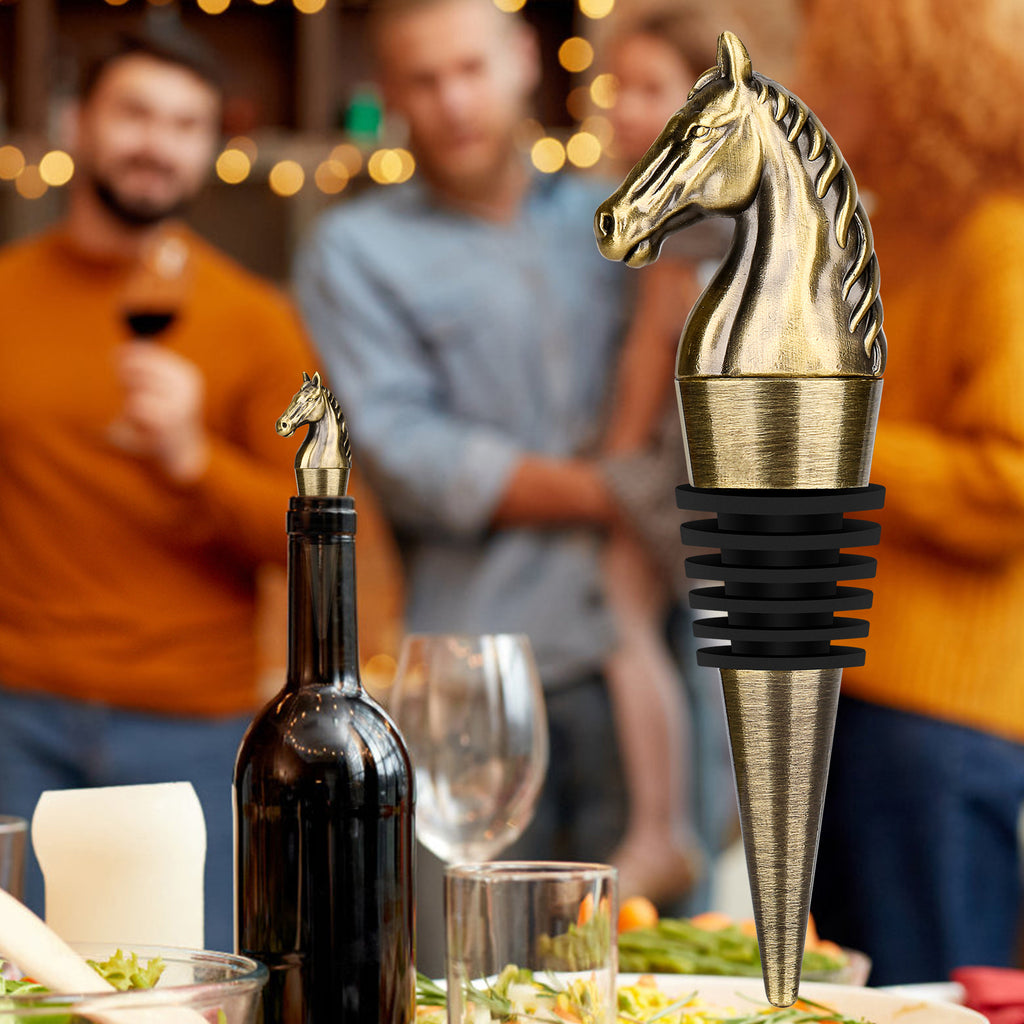 Luxury Horse Head Wine Bottle Stopper – Zinc Alloy Wine Saver Gift