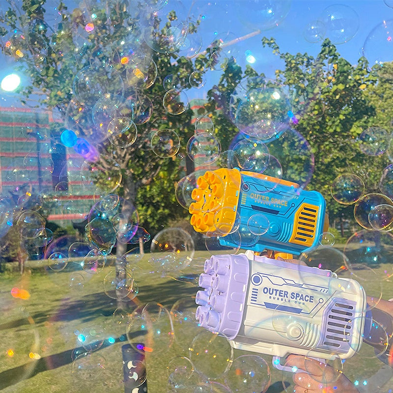 69-Hole Bubble Gun Rocket – Light-Up Automatic Bubble Blower Toy