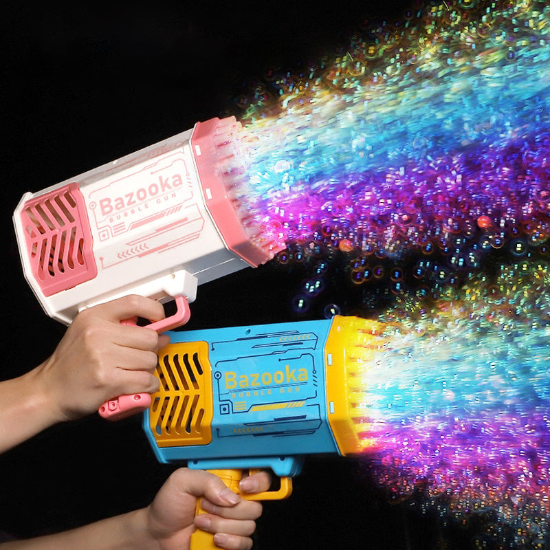 69-Hole Bubble Gun Rocket – Light-Up Automatic Bubble Blower Toy
