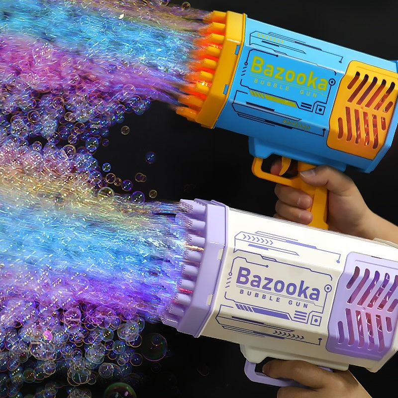 69-Hole Bubble Gun Rocket – Light-Up Automatic Bubble Blower Toy
