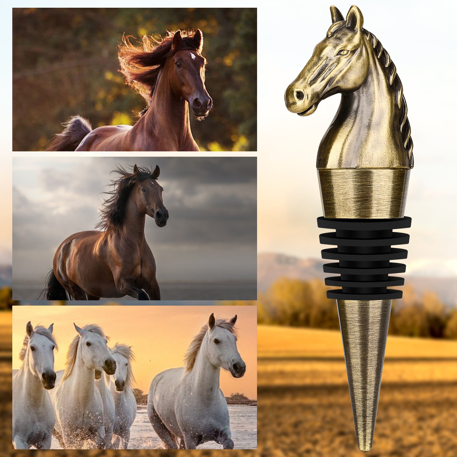 Luxury Horse Head Wine Bottle Stopper – Zinc Alloy Wine Saver Gift