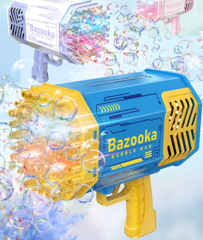 69-Hole Bubble Gun Rocket – Light-Up Automatic Bubble Blower Toy