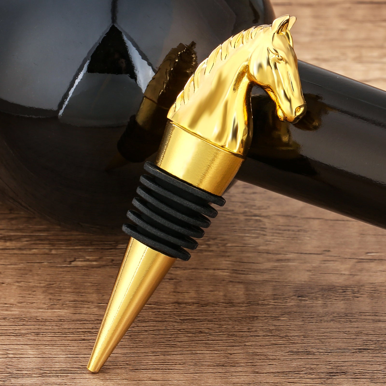Luxury Horse Head Wine Bottle Stopper – Zinc Alloy Wine Saver Gift